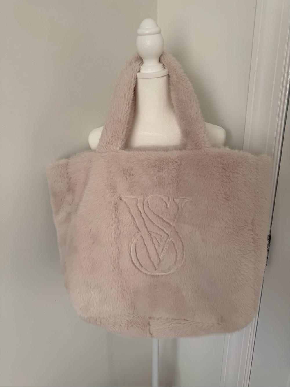 Victoria's Secret Plush Faux Fur Tote in Light Blush